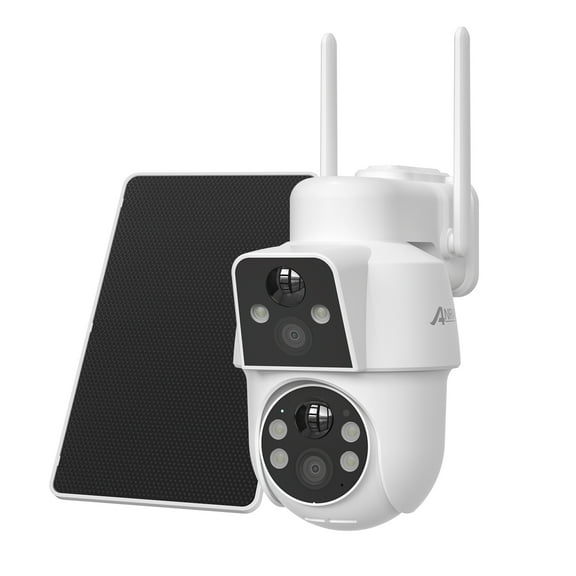 2K Solar Dual Lens Security Camera with Spotlight, ANRAN Wireless Camera with Smart Siren, Built-in Solar Panel, Two Way Talk, PIR Human Detection, 360° Pan Tilt Control Home Surveillance Camera