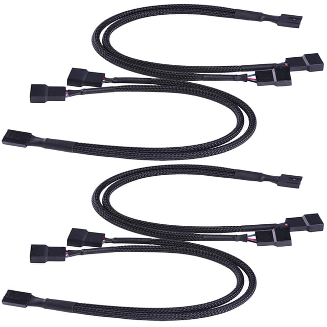 Cable divisor PWM de 4 pines (4 unidades), conector hembra PWM de 4 pines a cable adaptador PWM de 3 pines para CPU, ventilador de caja, cable de alimentación con funda (negro)