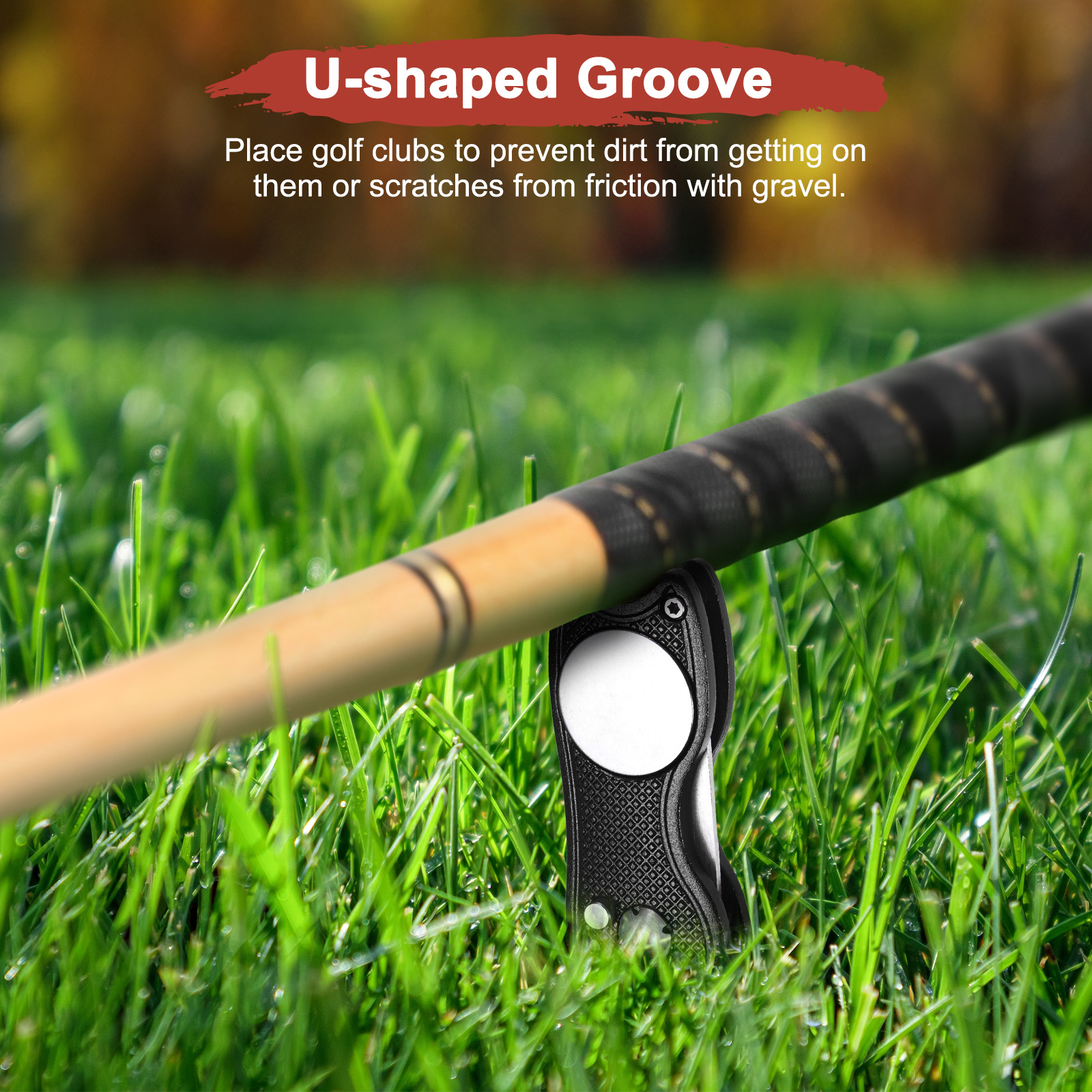 Uxcell Golf Divot Repair Tool [4PCS] - Switch Foldable Divot Tool Rack with Magnetic Ball Marker - [Black] Green Fork Tines