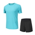 thumbnail image 3 of Weiqiqre Mens Casual 2 Piece Outfits-Short Sleeve Athletic Set Oversize T-Shirts Drawstring Tracksuit Set, 3 of 7