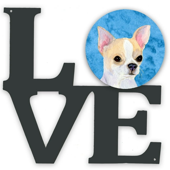 Blue Chihuahua Metal Wall Artwork LOVE