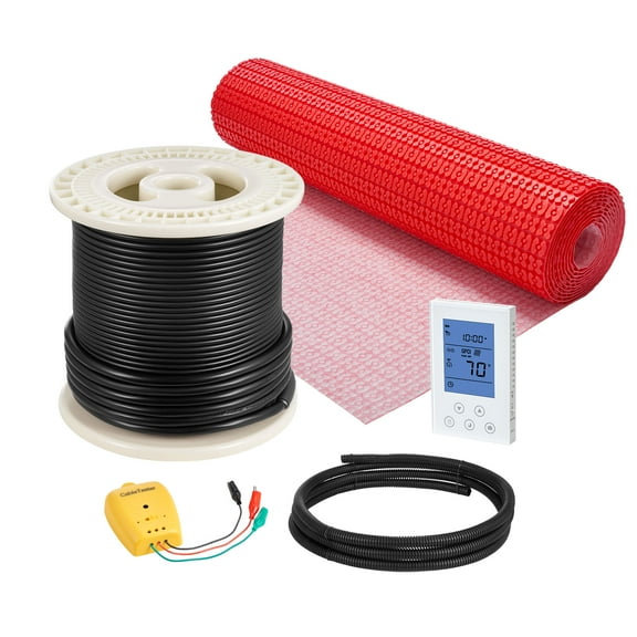 VEVOR 80 sqft Floor Heating Mat System, 120V Electric Radiant Heated Floor System, with Decoupling Membrane & Smart Control Thermostat & Alarm, Easy Installation for Tile, Stone, Vinyl
