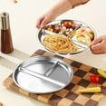 thumbnail image 2 of Stainless Steel Dinner Plates Silicone Suction Divided Serving Tray Stackable Breakfast Plates Kids Snack Tray Lunch Container for School, 2 of 8