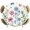 Sky Blue Pink, variant on Elastic Fitted Round Tablecloth, Spring Floral Waterproof Stretch Table Cover for 45"-54" Tables, Pink Blue Flowers Butterfly Rustic Washable Outdoor Tablecloths for Patio, Picnic, Camping