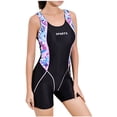 thumbnail image 2 of Xysaqa One 1-Piece Swimsuit Women Boyleg Athletic Bathing Suit Sport Print Plus Size Swimwear Swimming XL-5XL（with Padded), 2 of 4