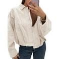 thumbnail image 3 of Long Sleeved Women Spring Fall Faux Suede Bomber Jackets Turn-down Collar Casual Lapel Zipper Jacket, 3 of 7