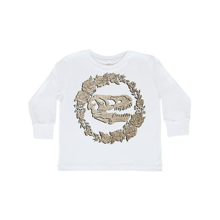 

Inktastic Tyrannosaurus Rex Skull with Flowers Gift Toddler Boy or Toddler Girl Long Sleeve T-Shirt