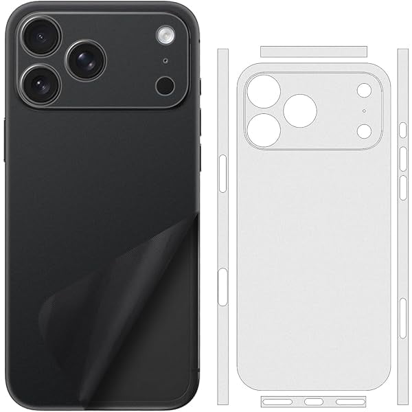 wonima11 2 Pack for iPhone 17 Pro Max Skin Wrap Using 3M Transparent Matte Carbon Fiber Sparkle Phone Sticker Film Vinyl Decal Glass Protector for Back Side