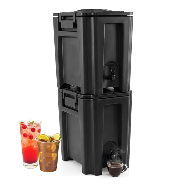 Costway 2 PCS 13.2 Gal Insulated Beverage Dispenser with Handles & Two-Stage Faucet