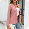 thumbnail image 4 of Mrat Women's Work Office Suit Collarless Casual Cropped Blazer Jacket Light Cardigan S-12 Watermelon Red-A 3XL, 4 of 5