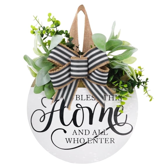 Round Wood Welcome Sign for Front Door - 12x12 Inch Rustic Wall Hanging Decor for Porch,Fence,and All Season Display