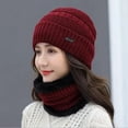 thumbnail image 1 of Gorros de invierno para hombre y mujer, conjunto de bufanda, gorro de punto cálido, gorro de Calavera, calentador de cuello con forro polar grueso, gorro y bufanda de invierno, 1 of 4