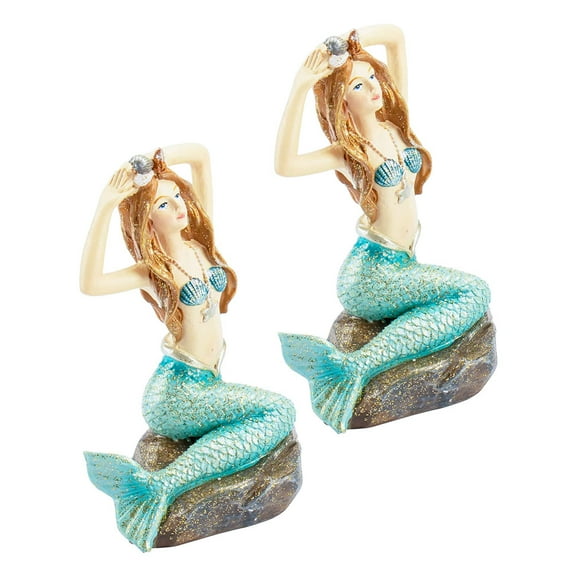 LABSERRON Mermaid Home Decor Resin Aquarium Decoration 2Pcs 4.64x3.14x2.16in