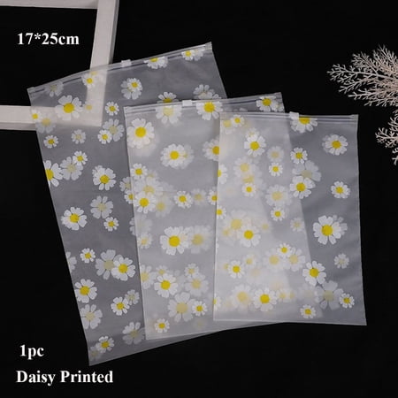 1/5pcs Transparent Cartoon Style Plastic Packing Bag Zip Lock Storage Waterproof Shoes Bag Organizer Pouch Portable Travel Bag Make Up Storage 1PC 17X25CM DAISY
