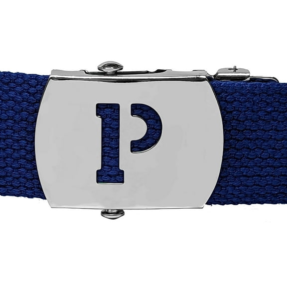 Initial P Silver Chrome Metal Buckle for Military Web Belt