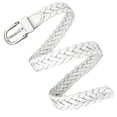 thumbnail image 5 of Falari Women's Leather Braided Belt Stainless Steel Buckle 6007 White Large, 5 of 7