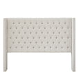 thumbnail image 2 of Platform Bed,Upholstered Platform Bed with Button Tufted Headboard,Linen Fabric Platform Bed Frame with Adjustable Headboard Nail Head Trim Design for Bedroom Apartment,Solid Wood Slats Support,Cream, 2 of 4