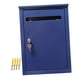 thumbnail image 1 of Buzón de correo de Metal para montaje en pared, puerta de entrada de gran capacidad para exteriores, buzón montado en la pared con cerradura de llave, azul, 1 of 8