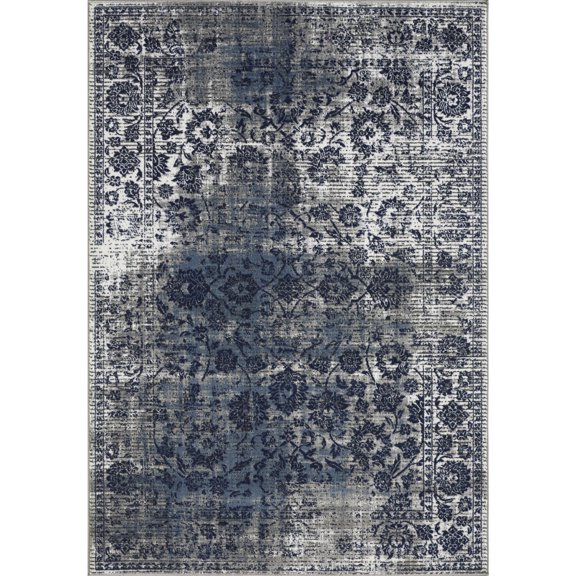 Loomaknoti Aysal Alazah 5' x 7' Blue Floral Indoor Area Rug