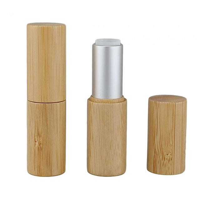 2 piezas de tubo de lápiz labial vacío de bambú, botella de bálsamo labial, botellas de brillo de labios portátiles para mujeres y niñas, regalo de , B