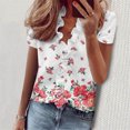 thumbnail image 2 of Womens Summer Ruffle V Neck Tops T Shirts Short Sleeve Fashion Boho Blouses Casual Dressy Basic Tunic Tee Tops, 2 of 4