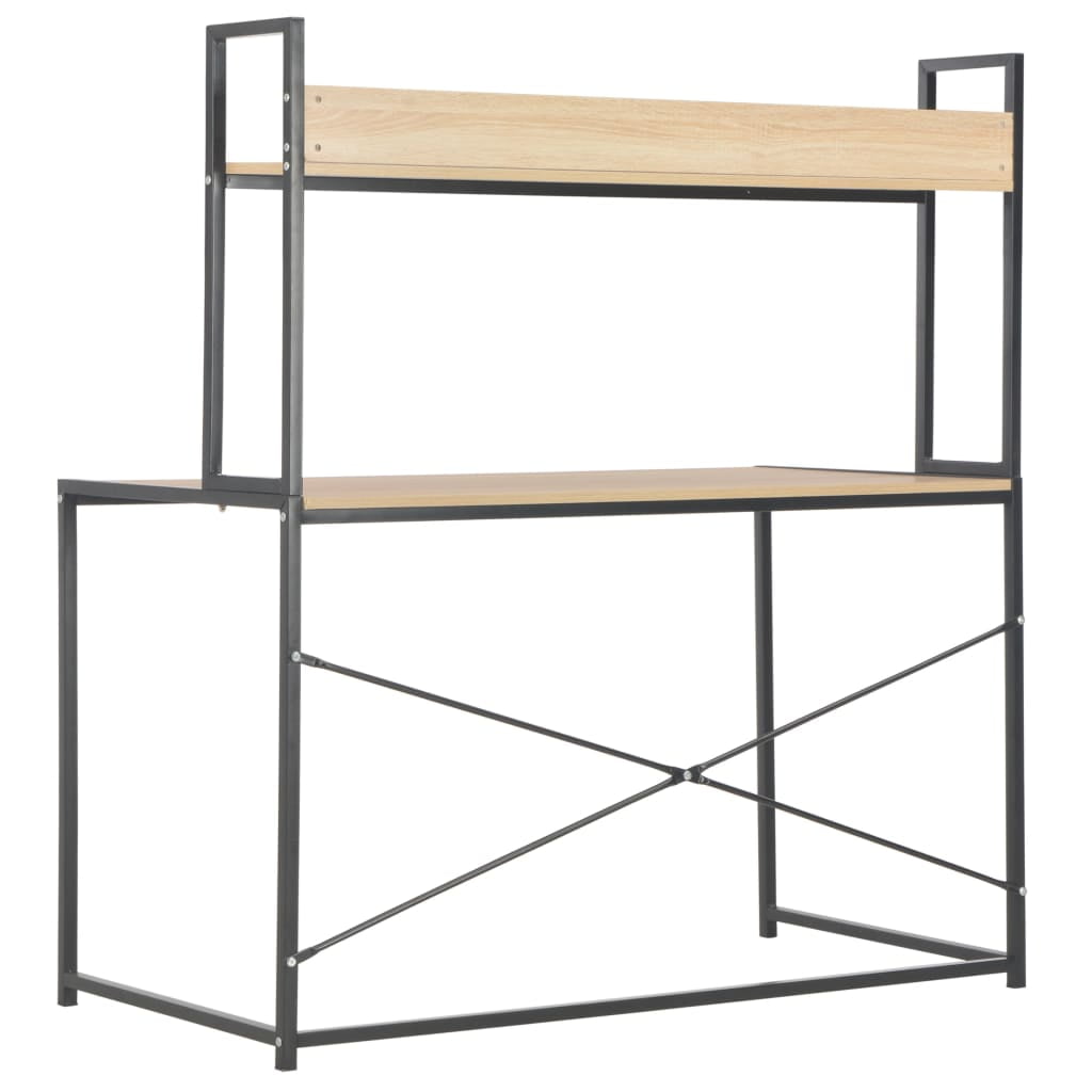 Kepooman Home Office Industrial PC Study Writing Working Table, 47.2" x 8.3" x 24.8", Black + Oak Kepooman Home Office Industrial PC Study Writing Working Table, 47.2" x 8.3" x 24.8", Black + Oak