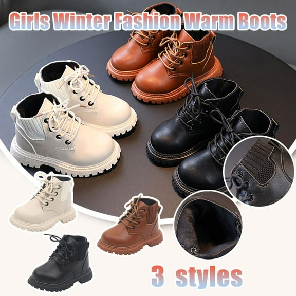 Juebong Girls Ankle Boots Size 12M-6Y Lace Up Side Zipper Combat Shoes for Toddler/Little Kid/Big Kid White,2-2.5 Years