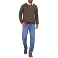 thumbnail image 2 of INSPIRE CHIC Men's Contrast Collared Long Sleeves Pullover Polo Sweatshirt 2XL Brown, 2 of 6