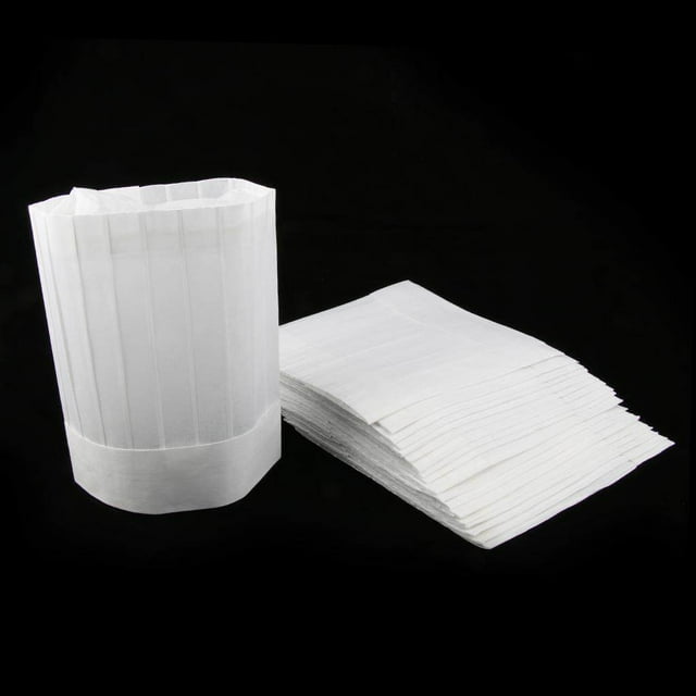 facefd 20x Disposable Chef Hat Cook Cap Baker Food Serving White Flat 11 Inch