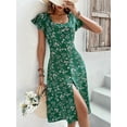 thumbnail image 2 of ZOELNIC Summer Floral Print Maxi Dress for Women Button Up Split Long Flowy Bohemian Beach Party Dresses, M, 2 of 5