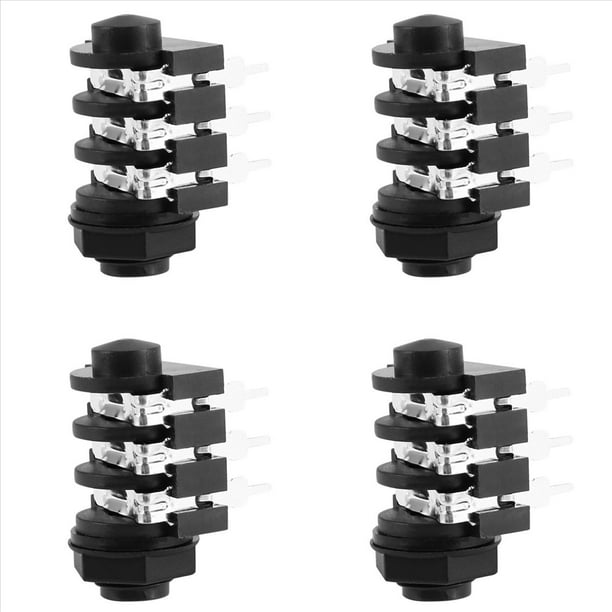4piezas 1/4 Pulgada 6.5mm Enchufe Clavija de Auricular de Montaje en Panel PCB de Audio Estereo 6 Pines