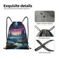 thumbnail image 4 of Saiise Fantasy Landscape Starry Night Pattern Sports Drawstring Backpack - String Swim Gym Bag with Wet Proof Pocket for Women&Men-Medium, 4 of 6