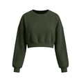 thumbnail image 6 of Josdec Women's Cropped Sweatshirt Long Sleeve Corduroy Crew Neck Loose Solid Casual Sports Crop Pullover S-XXL, 6 of 6