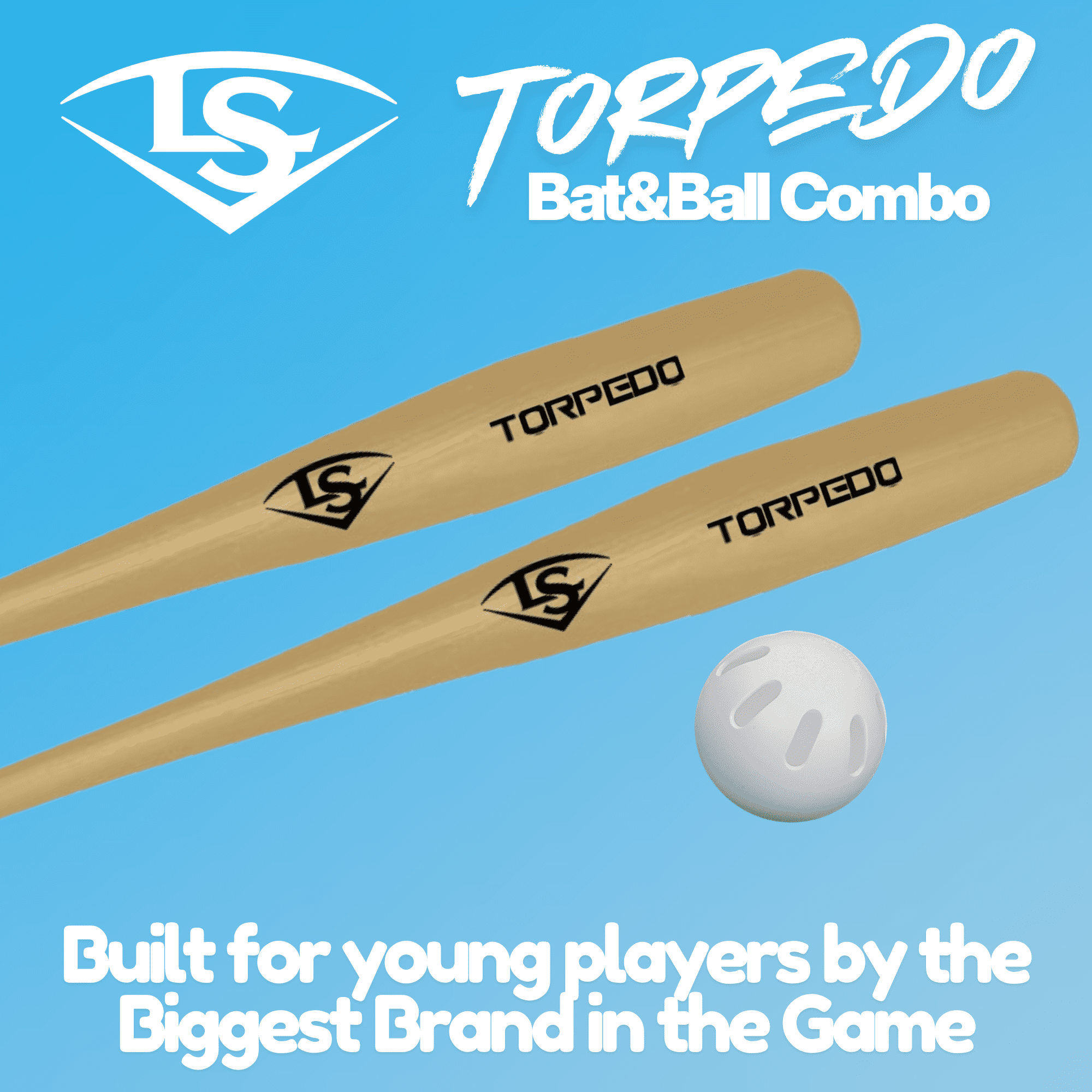 Louisville Slugger Torpedo Plastic Bat and Ball Set, Backyard & Youth Baseball Play