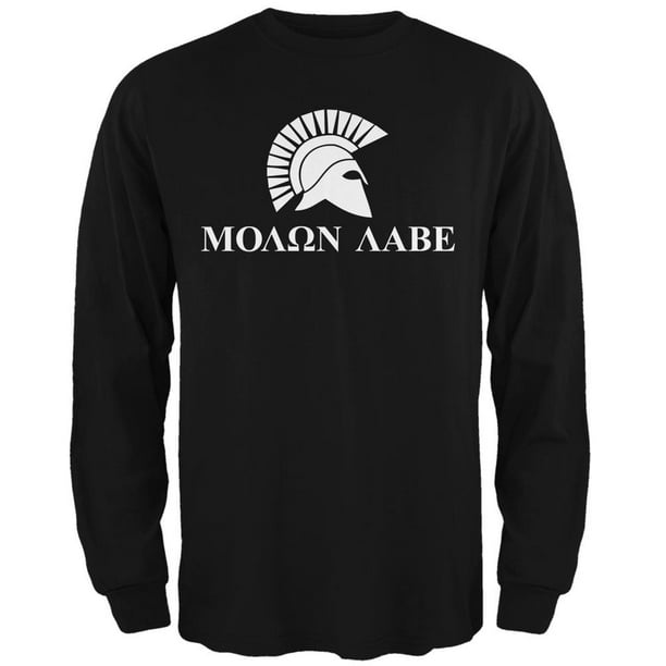 Old Glory - Molon Labe Helment Black Adult Long Sleeve T-Shirt - Large ...