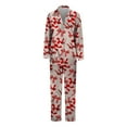 thumbnail image 4 of VISALY Valentines Day Pajama Striped Button Down Sleepwear Lounge Set Nightwear Night Suits Pajama Sets Sleepwear Sets Cute Pajama Sets Matching Pajama Set Long Sleeve Pajama Set Pajama Sets Red M, 4 of 4