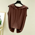 thumbnail image 2 of Womens 2024 Summer Sleeveless Hoodies Casual Solid Soft Modal T-Shirts Loose Fit Pullover Drawstring Tank Tops, 2 of 3