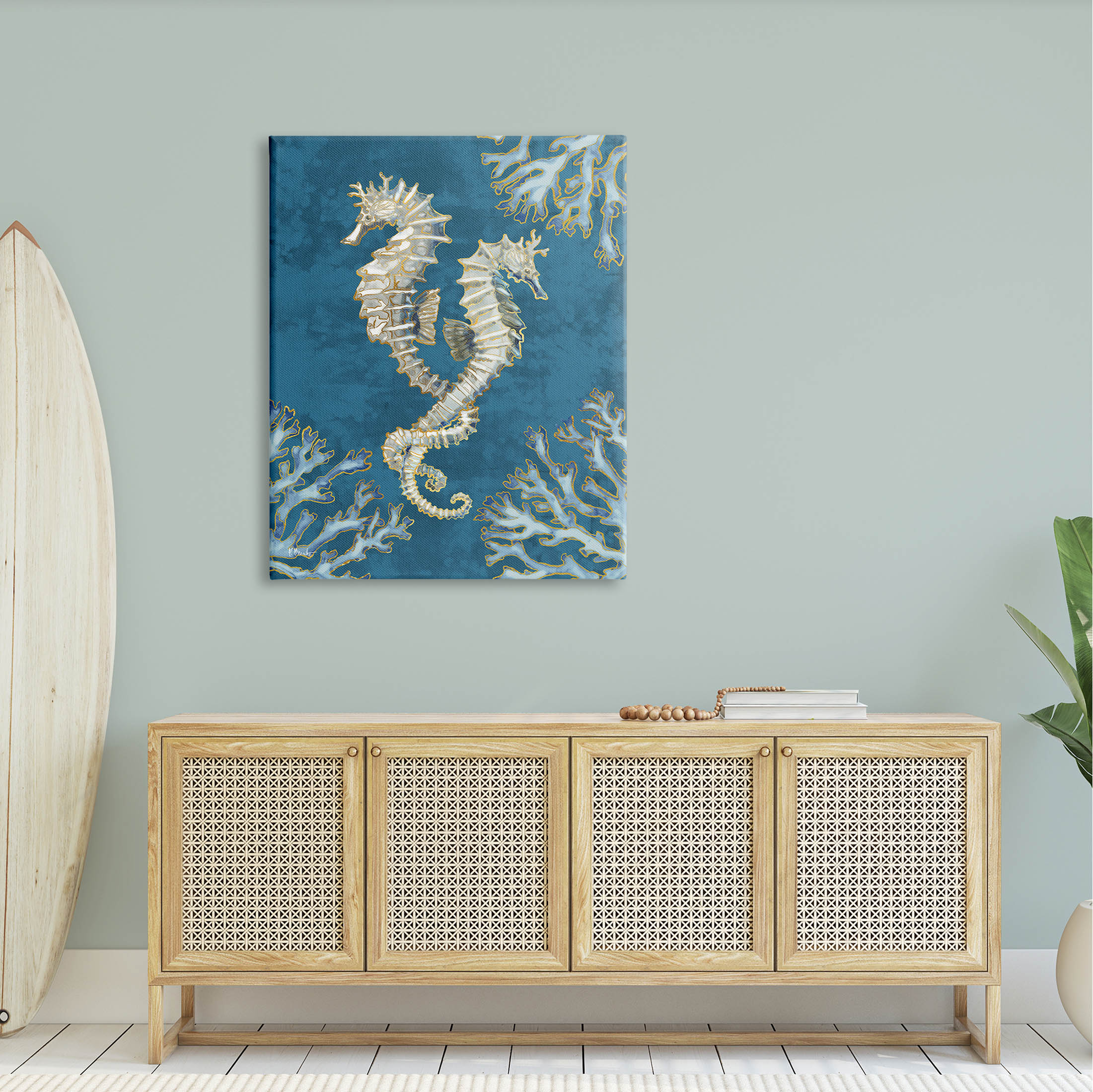 Stupell Industries Intertwined Seahorses Playa Sealife Graphic Art Gallery Wrapped Canvas Print Wall Art, Design by Paul Brent