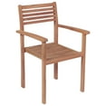 thumbnail image 3 of vidaXL Stackable Garden Chairs with Cushions 6 pcs Solid Teak Wood, 3 of 5
