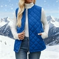thumbnail image 6 of SDNall Women's Quilted Sleeveless Puffer Vest, Solid Color Side Zipper Pocket Jacket for Winter Layering, 6 of 9