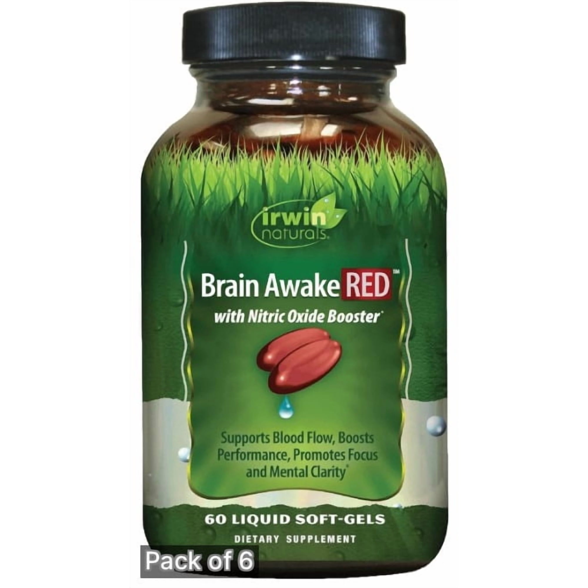Brain Awake Red with Nitric Oxide Booster (Pack of 6)