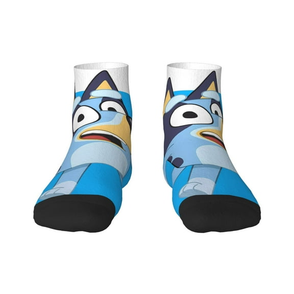 Silaia Bluey Print Adult Socks,Ankle Athletic Running Socks,Cushioned Breathable Low Cut Sports Tab Socks for Men and Women,Moisture-Wicking Crew Socks