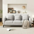 thumbnail image 6 of 80.5" Linen Fabric Sofa Couch for Living Room,3-Seat Contemporary Upholstered Track Arm Sofa Couch with Wood Legs and Throw Pillow,Apartment,Office,Grey, 6 of 8