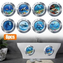8pcs 11.6'' Ocean World 3D Wall Window Stickers, EEEkit Removable Underwater Sea Animal Decals for Nursery Bathroom