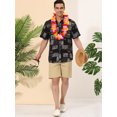 thumbnail image 3 of Lars Amadeus Camisa geométrica para hombre con botones, mangas cortas, camisas informales de verano Negro gris M Unique Bargains Camisas, 3 of 6