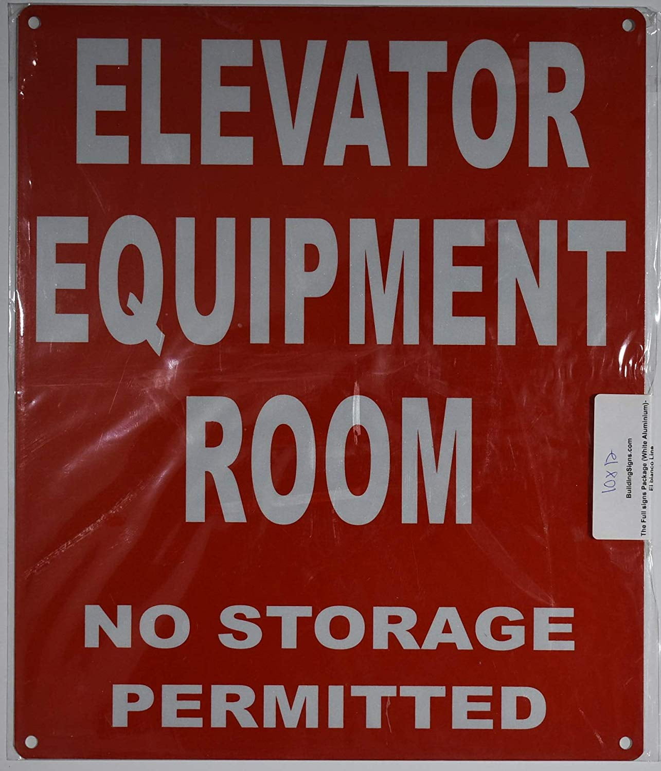 Elevator Equipment Room Sign (Red, Reflective, Aluminium 10x12