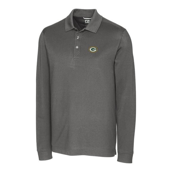 Men's Cutter & Buck Gray Green Bay Packers Big & Tall Advantage Long Sleeve Polo