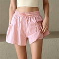 thumbnail image 2 of Shorts for Women 2 in 1 Athletic Shorts Elastic Drawstring Loose Quick Dry Running Workout Skort Pants with Pockets, 2 of 7