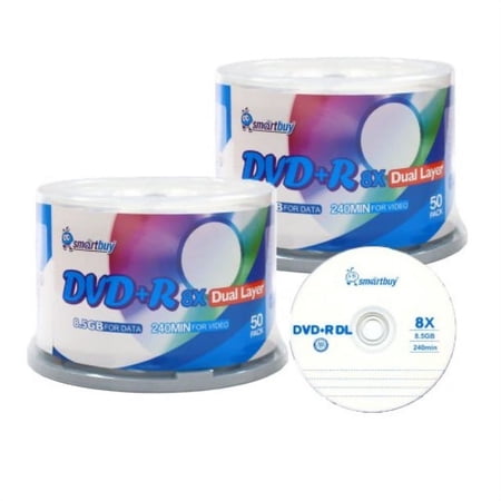 smartbuy logo 100-disc 8.5gb/240min 8x dvd+r dl dual layer double layer blank data record media disc spindle price history on PriceWatchPro