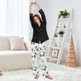 thumbnail image 6 of Dailycode Women's Pajama Pants Wide Leg Lounge Pj Bottoms With Pockets Cute Panda Face and Cake, 6 of 7